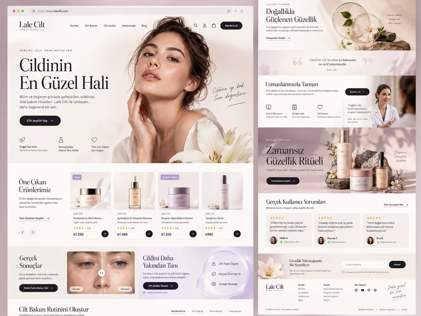 Cilt Bakım & Kozmetik sektörü Kayseri web tasarım örneği — Kozmetik markası e-ticaret sitesi | ACC Teknoloji
