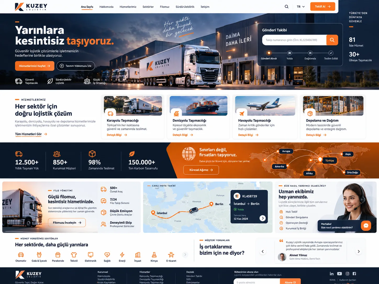 Lojistik sektörü Kayseri web tasarım örneği — Lojistik & nakliye web tasarımı | ACC Teknoloji