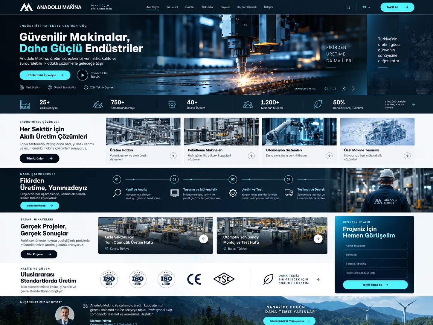 Makina & Sanayi sektörü Kayseri web tasarım örneği — Sanayi makinaları kurumsal site | ACC Teknoloji