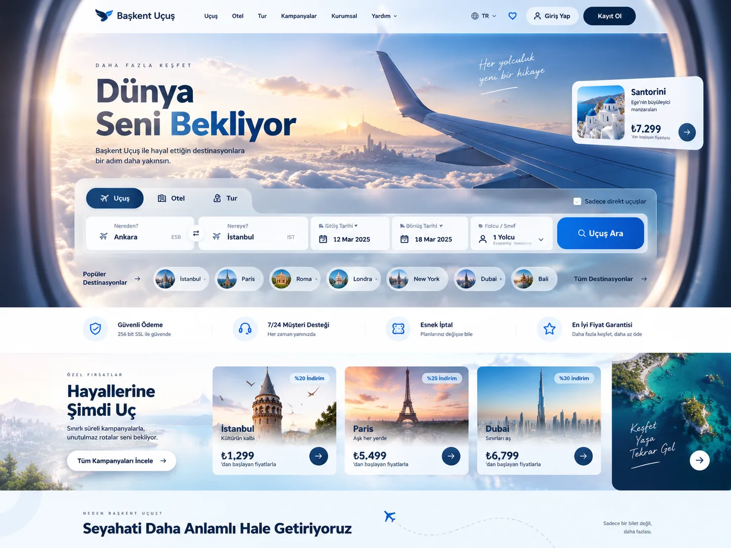 Seyahat & Bilet sektörü Kayseri web tasarım örneği — Seyahat & uçak bileti platformu | ACC Teknoloji